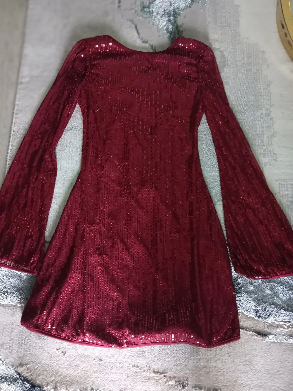 & Other Stories Girls' Burgundy Sequin A-Line Dress